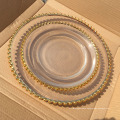 gold plated shiny glass charger plates for wedding